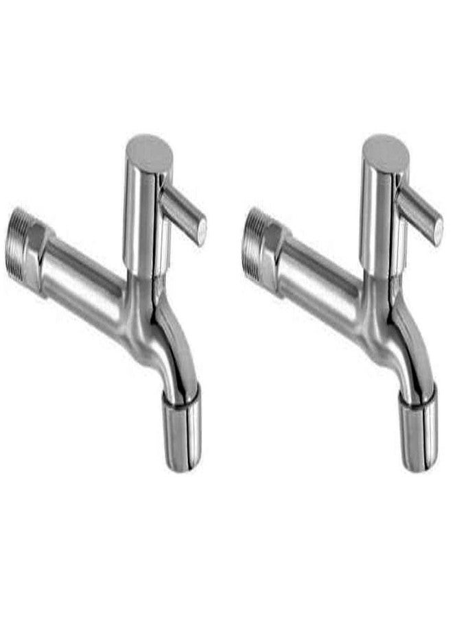 Jagger Turbo Stainless Steel Long Body taps for Bathroom and Kitchen taps with Chrome Finish and Quarter Turn Fitting with Wall Flange and Teflon Tape (Set of 2) - Image 1